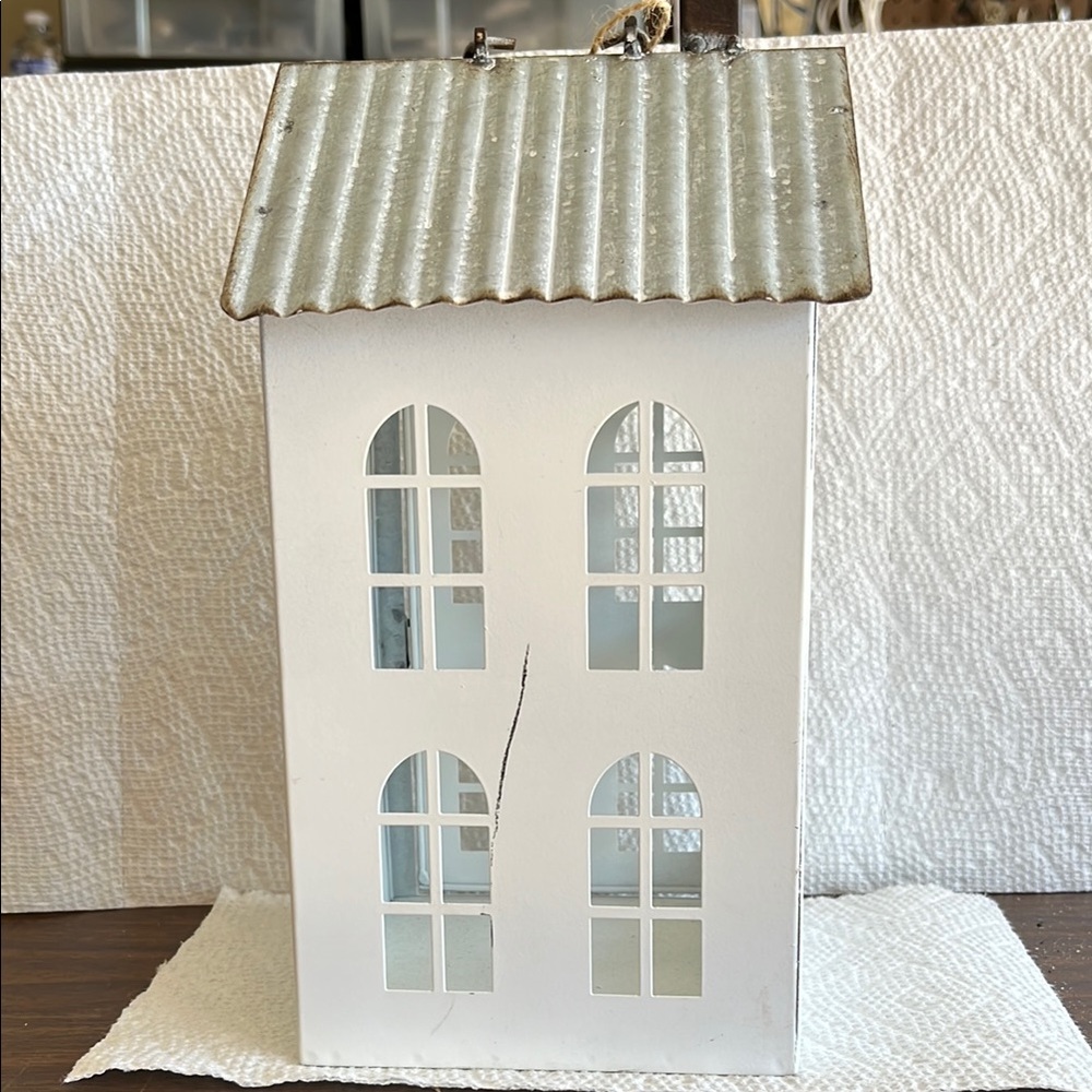 White Metal House Lantern - Picture 6 of 10